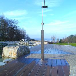 Kaltwasserdusche Rondo dick aus Edelstahl — Michael Krauss Wasserspiele