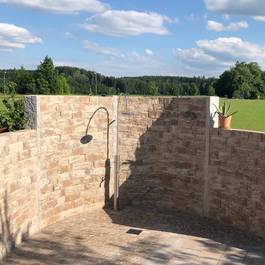 Warmwasserdusche Rondo aus Edelstahl — Michael Krauss Wasserspiele