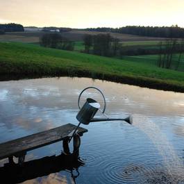 Gartenbrunnen "Fleissiges Lieschen" aus Edelstahl — Michael Krauss Wasserspiele